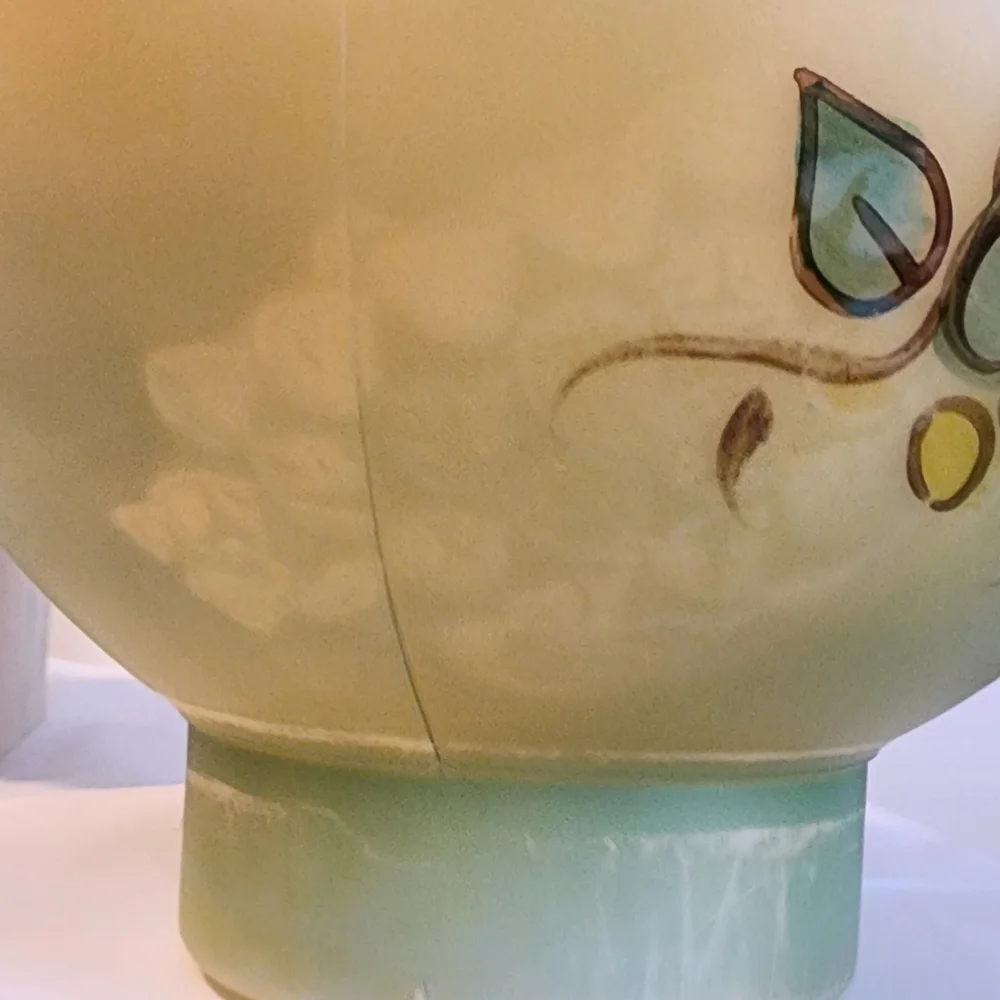 Mid Century Globe Lamp Shades Acrylic Plastic Set Of 3 Hand Painted Floral Grèen
